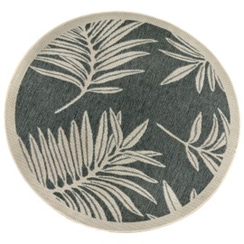 Rugshop Leaf Design for Patio Rugs,Deck Rugs,Balcony Rugs Indoor/Outdoor Round Rug 8' Blue