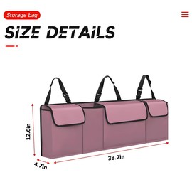 BELOMI Car Trunk Organizer, Auto Waterproof Sturdy Backseat Hanging Large Storage Collapsible Cargo Bag with Anti-Slip Adjustable Strip&4 Pockets, Vehicle Interior Accessories for Man Woman (Pink)