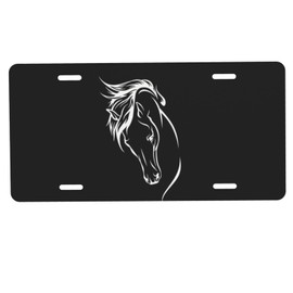 Muishi Horse Head Decorative License Plate, Vanity Tag, Metal License Plate, Aluminum Novelty License Plate Home Decor for Men/Women/Boy/Girls 6 X 12 Inch (4 Holes)