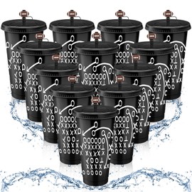 Domensi 12 Pcs Football Plastic Tumbler with Lid and Straw 24oz Reusable Plastic Cups with Straw Cover Caps Football Gifts for Fan Friend Guest Birthday Office Sport Party Supplies