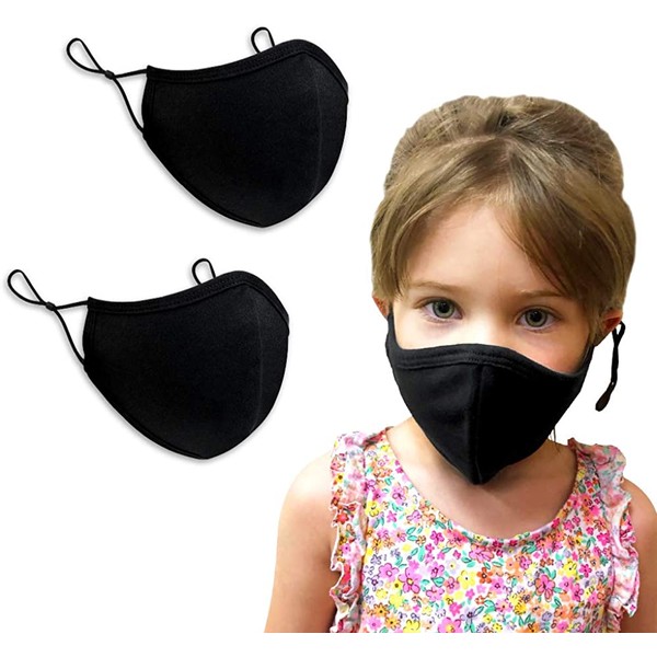 Purian black kids face masks, Washable Reusable Adjustable, Fits Toddlers, Teens