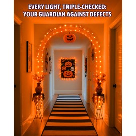 Kelumi - Cadena de luces de Halloween funciona con pilas, luces naranjas con temporizador impermeable, 50 luces LED para decoración de Halloween para exteriores, patio, fiesta, jardín, patio
