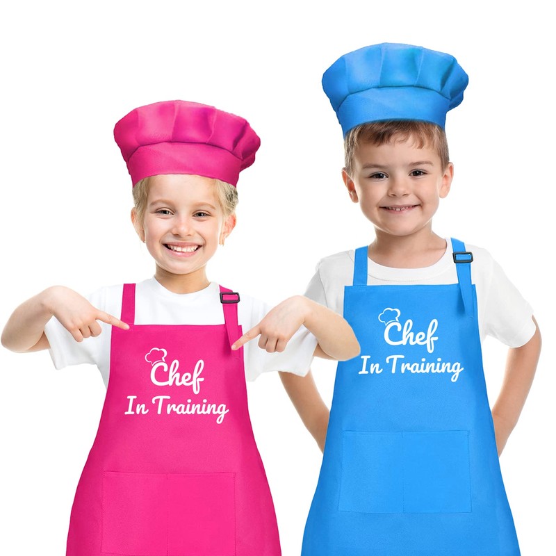 Kids Apron Chef Hat Set Chef in Training Child Apron