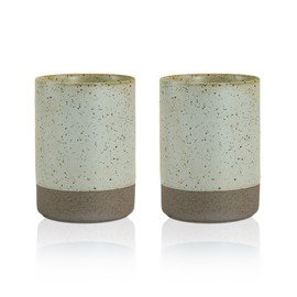 Gaolinci 2 Pcs Vintage Stoneware Style Ceramic Mouthwash Cups, Bathroom Brushing Cup, 7 Oz