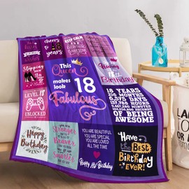 Shoppawhile 18th Birthday Gifts for Girls Flannel Blanket 51 * 59inch 18th Birthday Presents for Her Daughter Niece Sister 18th Birthday