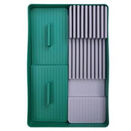 linoroso Knife Drawer Organizer Silverware Drawer Organizer with Kitchen Organizer, Cutlery Drawer Organizer Utensil Drawer Organizer for Knives, Flatware, and Utensils, BPA Free Secure Storage Tray