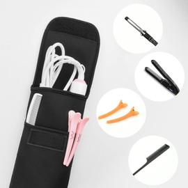 Bolsa de neopreno resistente al calor, funda universal para rizador, para viajes, gimnasio o hogar, 15 x 5 pulgadas, Negro