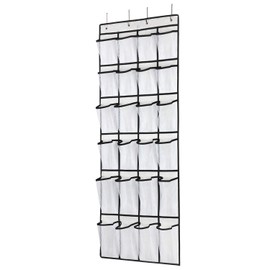 SAVERHO Over The Door Shoe Organizer, Hanging Shoe Organizer with 24 Mesh Large Pockets Door Shoe Rack Organizer for Men Women Kids Hanging Shoe Storage Bag.(White