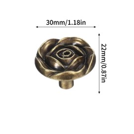 Eledabra Antique Rose Flower Cabinet Knobs, Vintage Kitchen Shabby Chic Zinc Alloy White Drawer Pull Handles for Dresser Vanity Nightstand Cupboard Wardrobe, (Bronze) 4 Pack
