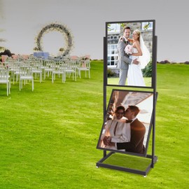 Floor Sign Holder Stand 22 x 28in Double Sided Heavy Duty Pedestal Poster Banner Display Stand 2 Tier Standing Sign Holder for Wedding Restaurant Business