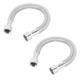 18 Inch Flexible Stainless Steel Corrugated Hose Connector, 3/4 Inch FIP x 3/4 Inch FIP, for Water Heater, Pack of 2 (3/4"FIPx3/4"FIP, 18" Length)