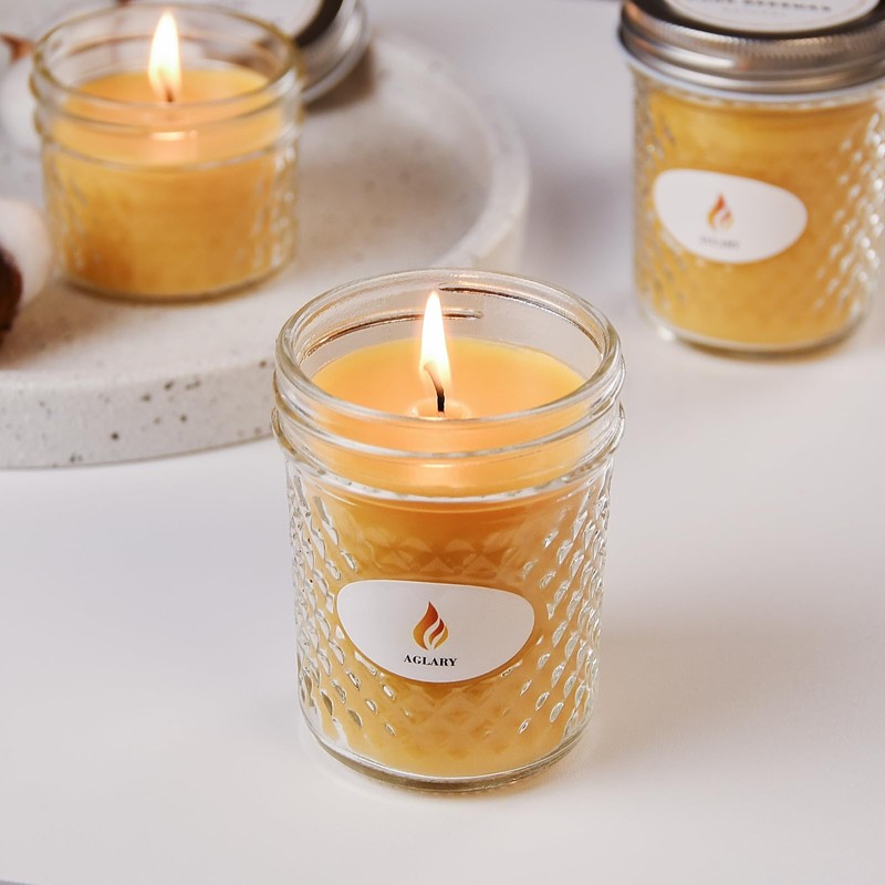AGLARY Beeswax Candle in Glass, 5oz,Over 26H Burn Time, Elegant