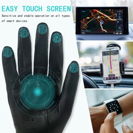ZLUXURQ Womens Vintage TouchScreen Black Leather Driving Gloves Unlined -Soft And Thin Quality Italian Lambskin