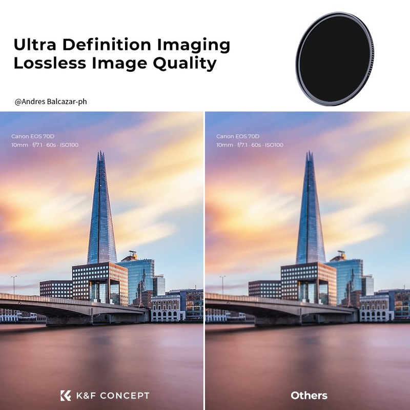 K&F Concept 37mm ND1000 Filter, Fixed Neutral Density Lens Filter