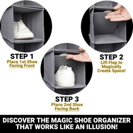 Hanging Shoe Organizer for Closet, Space Efficient Double Capacity Hanging Shoe Rack Organizer Keeps Shoes Tidy and Protected, Small Closet Shoe Storage Compartments