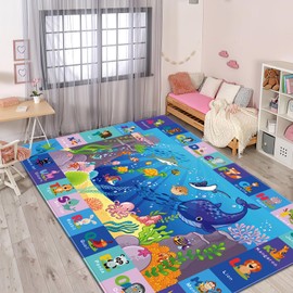 AKUNRUG Baby Play Mat for Floor, Kids Rug Playmat Baby Crawling Mat Educational Tummy Time Mat Soft ABC Play Mat for Toddlers Infants Kids Rug for Playroom Classroom (150X100 CM, Style 3)