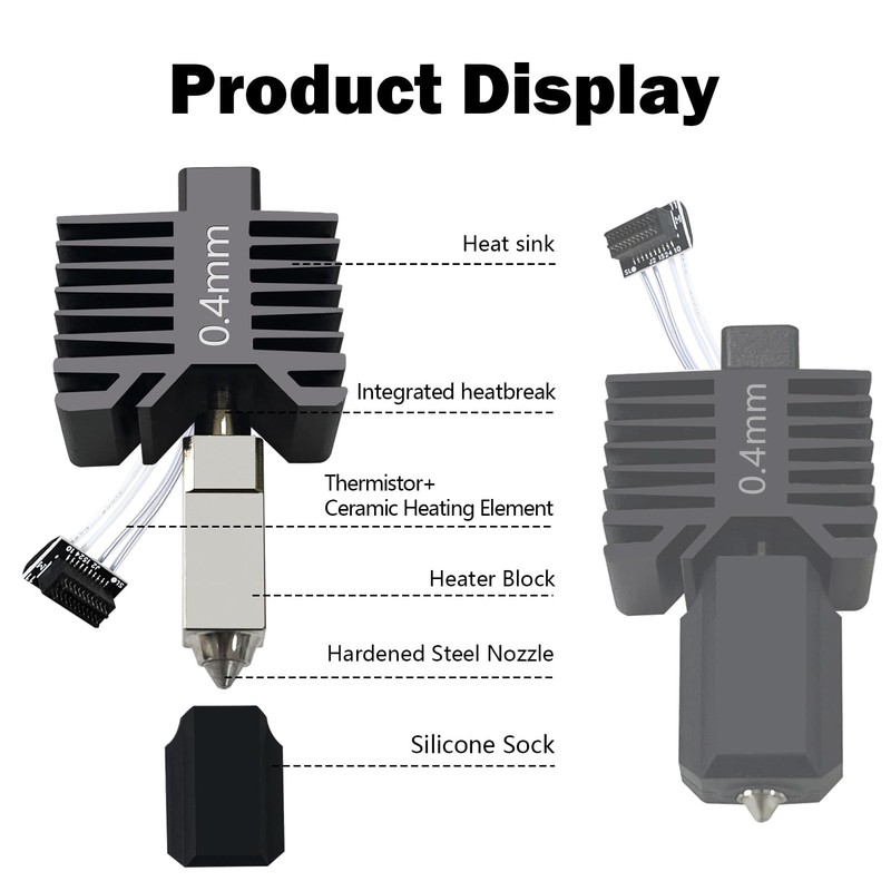 HzdaDeve Upgraded 0.4MM P1S/P1P Hotend Hot End Full Assembly Print