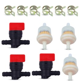 Mtanlo Fuel Stopcock, Fuel Taps and Fuel Filter Kit, Fuel Shut-off Valve for 798650, 3 × Stopcock + 3 × Fuel Filter + 6 × Hose Clamp