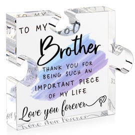 Gifts for Brother - Brother Gifts from Sister - Christmas Birthday Gifts for Brother - 4 * 4.7" Acrylic Puzzle with Gifts Box, Brother Fathers Day, Gifts from Sister, Best Brother Ever Plaque