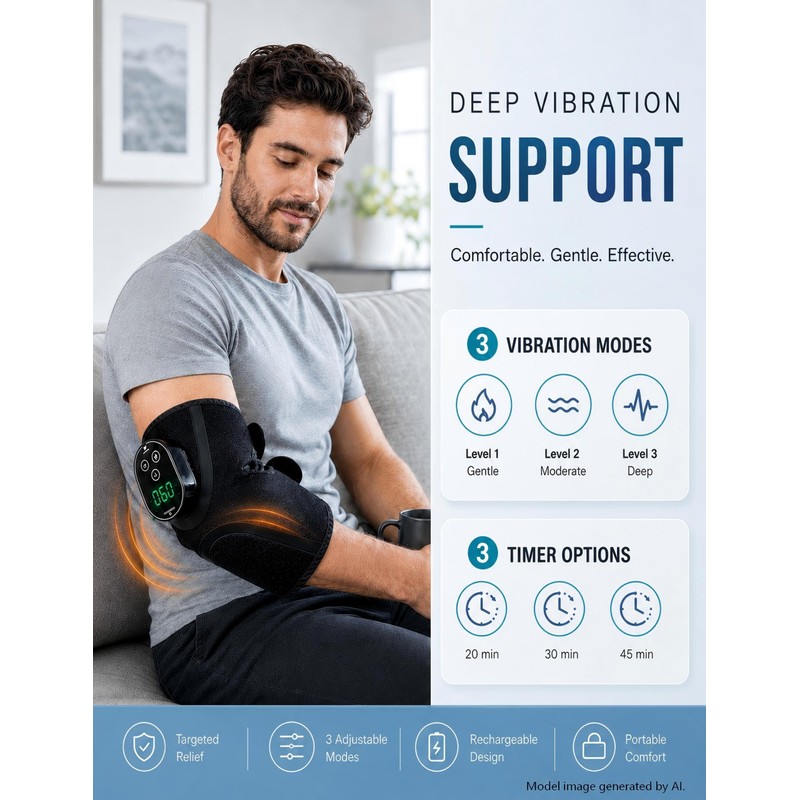 Cordless Elbow Massager & Heating Pad for Tennis Elbow Relief