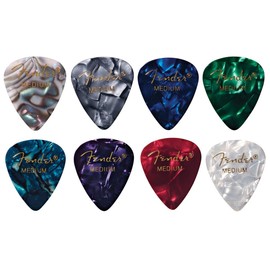 Fender [8 Assorted Colors] 8 Pieces (1 of each color), Teardrop Medium Guitar Pick..