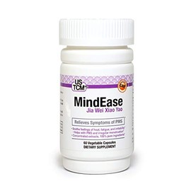 MindEase - Jia Wei Xiao Yao Formula - Extra Strength - Only 1 Capsule Per Day 60-Day Supply Relieves Symptons of PMS 60 Vegetable Capsules Pure Herbal Extracts