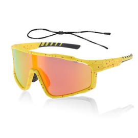 HEROFFIX 1 Set Motorcycle Riding Goggles Anti-glare Tri-Acetyl Cellulos PC UV400 Cycling Sunglasses Red Lens Yellow Red Frame