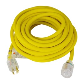 TEMCo 50 ft L14-30 - 30Amp EXTREME Cold Weather Generator Extension Power Cord w/Lighted Plugs SJEOW Insulation Remains Flexible to -58F(-50C) 10 Gauge 4 Prong 125/250V 7500W UL Listed 1 YearWarranty