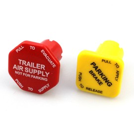 Cildea Parking and Air Brake Knobs 298818 298817 Fit for Peterbilt Kenworth Volvo Western Star Truck Yellow Parking Brake Knob and Red Trailer Air Supply Knob Replace Bendix
