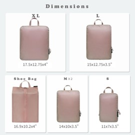 BAGAIL 4 Set/6 Set Ultralight Compression Packing Cubes Packing Organizer for Travel Accessories Luggage Suitcase Backpack(70D 6Set Brown)