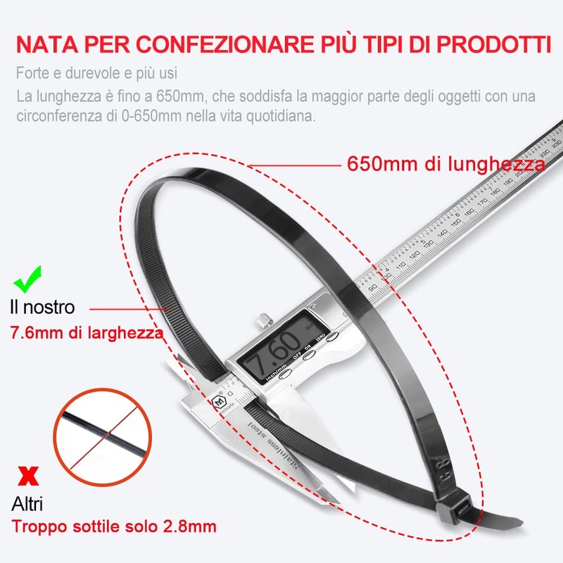 Cable Ties 650mm Large Weather Resistant Adjustable Inselock Indoor and