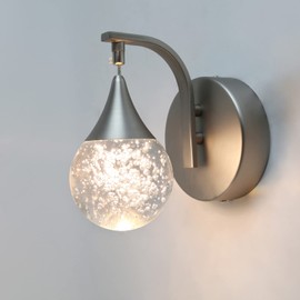 Sedelan LED Wall Sconce, 5W Dimmable Indoor Wall Light Fixtures,Crystal Bubble Modern Wall Lighting for Bedroom Bedside Living Room Bathroom,Sand Nickel