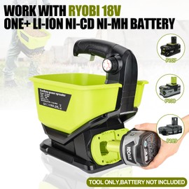 Philophca Salt Spreader for Ryobi 18V One+ Battery, Seed Spreader Handheld Fertilizer Spreader Power Spreader Available Year-Round, Grass Seeds, Rock Salt (Tool Only)