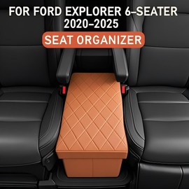 JIEREPU Seat Aisle Storage Box for Ford Explorer 6-Passenger Models – Organizer Rear Seats Passage – Foldable, Easy Installation, for Ford Explorer ST XLT Accessories 2020 to 2025 (Orange)