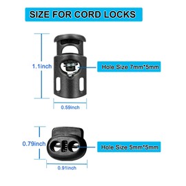 TTeebmi 20PCS Cord Locks for Drawstrings – 10 Single Hole and 10 Double Hole Spring Cord Stoppers – Plastic Toggle Clips for Bags, Shoes, DIY Crafts, Hoodies, Pants, Tent Ropes