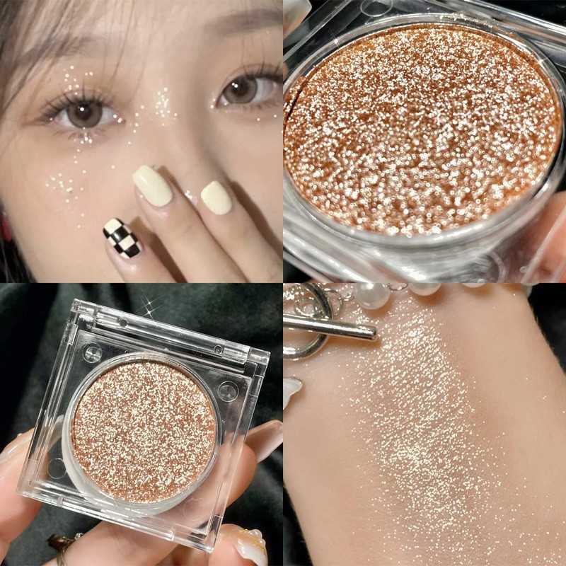 Glitter Eyeshadow Palette, Shimmer Silver Brown Eyeshadow Eye Glitter Makeup,