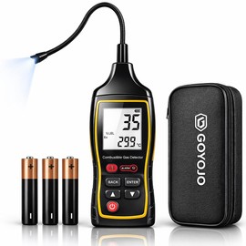 GOYOJO Natural Gas Leak Detector With 10-Inch Gooseneck, Digital Gas Detector, LCD Display With Backlight Design, For Kitchen/Home And Rv Natural Gas, Propane And Methane Detector, Includes Battery X3