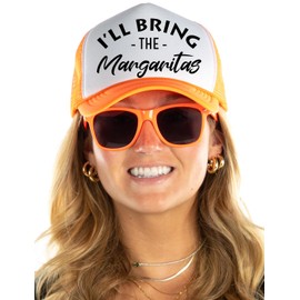 Funky Junque I'll Bring The - Foam Trucker Hat & Sunglasses Bundle - Margaritas (Neon Orange)