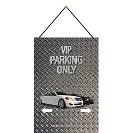 Tin Sign 20 x 30 cm Curved with Cord VIP Parking Only Aluminium Look Decorative Gift Sign