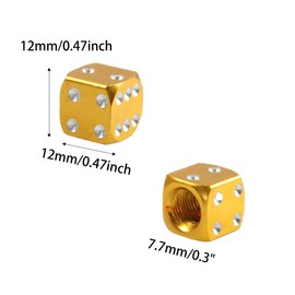 Runseaway 12PCS Dice Style Tire Valve Stem Caps, Universal Aluminum Alloy Dustproof Tire Valve Stem Covers for Cars, SUVs, Trucks, Motorcycles, Bicycles(Silver/Gold/Purple)