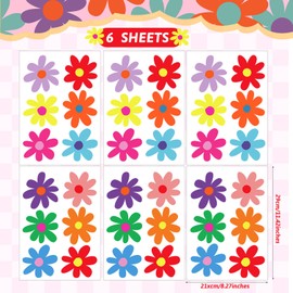 BBTO Daisy Wall Decal Flower Vinyl Wall Decals Daisy Decals Floral Decals Peel and Stick Daisy Stickers for Kids Nursery Wall Art Bedroom Living Room (Rainbow Color,Simple Style)