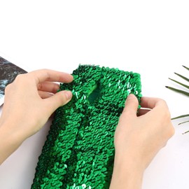 CHENGZI Sequin Arm Sleeves Sequins Elastic Arm Sleeves Shiny Stretchy Elbow Sleeves for Performance Cosplay, Green