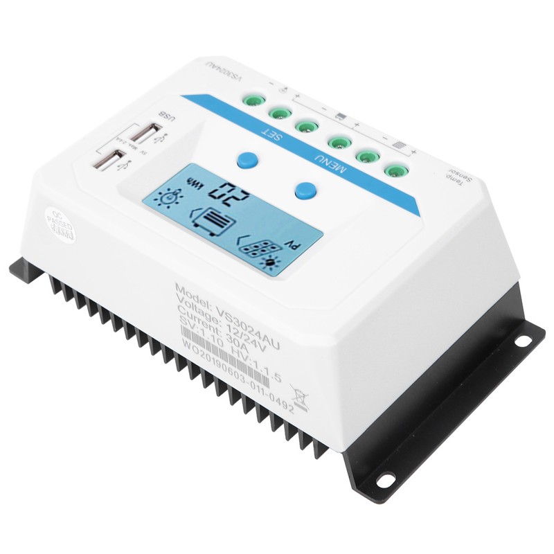 10A/20A/30A Solar Charge Controller 12V/24V Auto PWM Regulator LCD Display