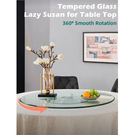 26.7 inch Lazy Susan for Table Top Tempered Glass Rotating Serving Tray for Dining Table, Kitchen Lazy Susan Organizer Spinning Rotating Food Server Party Centerpieces Heavy Duty