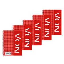 Leitz College Notepad A5 Squared Pack of 5 Notepad with 160 Pages, 80 Sheets, Ideal for Office, Study and School, with Left Margin, 45760001