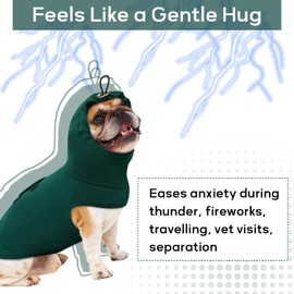 Hjumarayan Anxiety Coats for Dogs, Stretchy Calming Jacket for Dogs Anxiety Coat with Happy Hoodie, Anxiety Vest for Dogs Comfy Dog Calming Jacket for Firework, Thunder, Sirens (Dark Green XL)