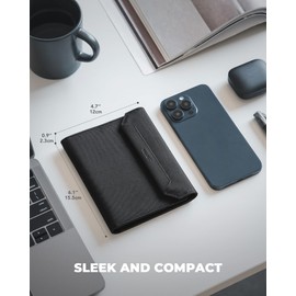 VULKIT Passport Card Holder, Vegan Leather Passport Wallet, RFID Blocking, Travel Essential, Magnetic Closure, Detachable AirTag Holder, Black