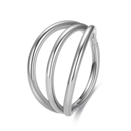 G23 Titanium Nose Rings for Sensitive Skin, 16G Septum Clicker Nose Ring, Teardrop Double Triple Nose Ring 6 mm 8 mm 10 mm 12 mm, Titanium