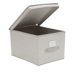 Simplify Boho Large Storage Box | Foldable | Collapsible | Flip Top Lid | Bedroom & Closet Organization | Clothes | Toys | Grey
