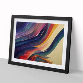 Watercolour Soundwave Art Vol.5 Abstract H1022 Framed Print for Living Room Bedroom Home Office Décor, Wall Art Picture Ready to Hang, Black A4 Frame (34 x 25 cm)